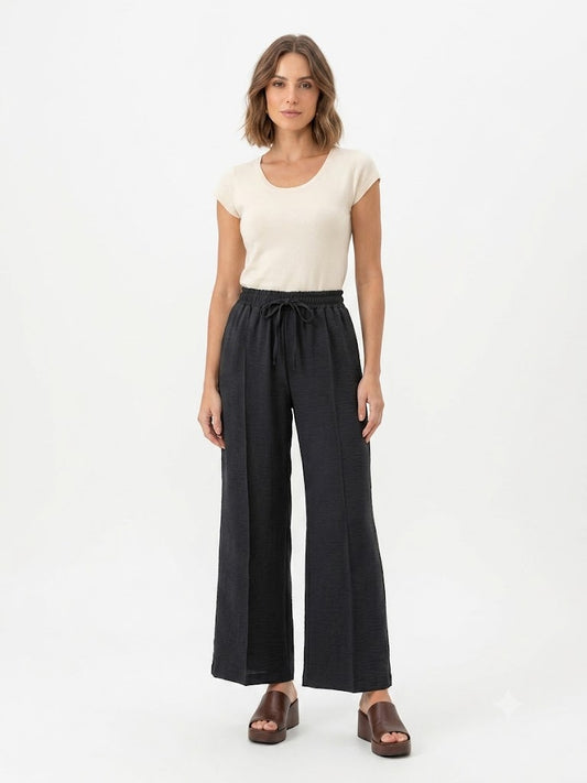 Calça Rosa Boneca Pantalona Preta