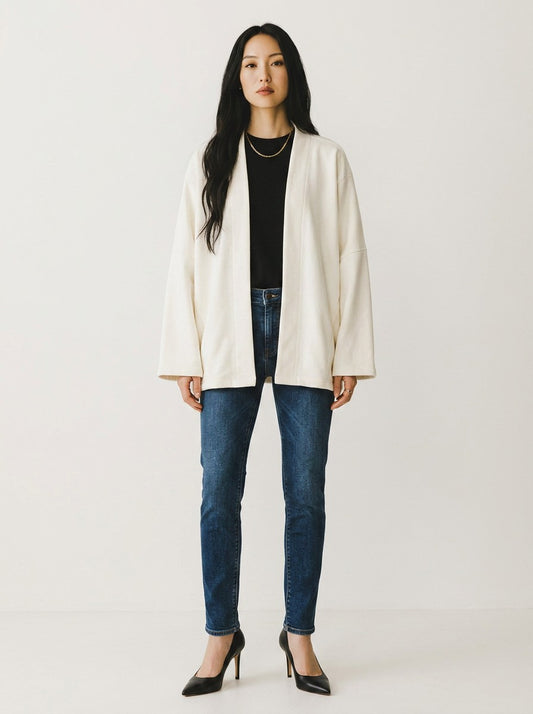 Casaco Kimono de Moletom Hering Off-White | Flanelado
