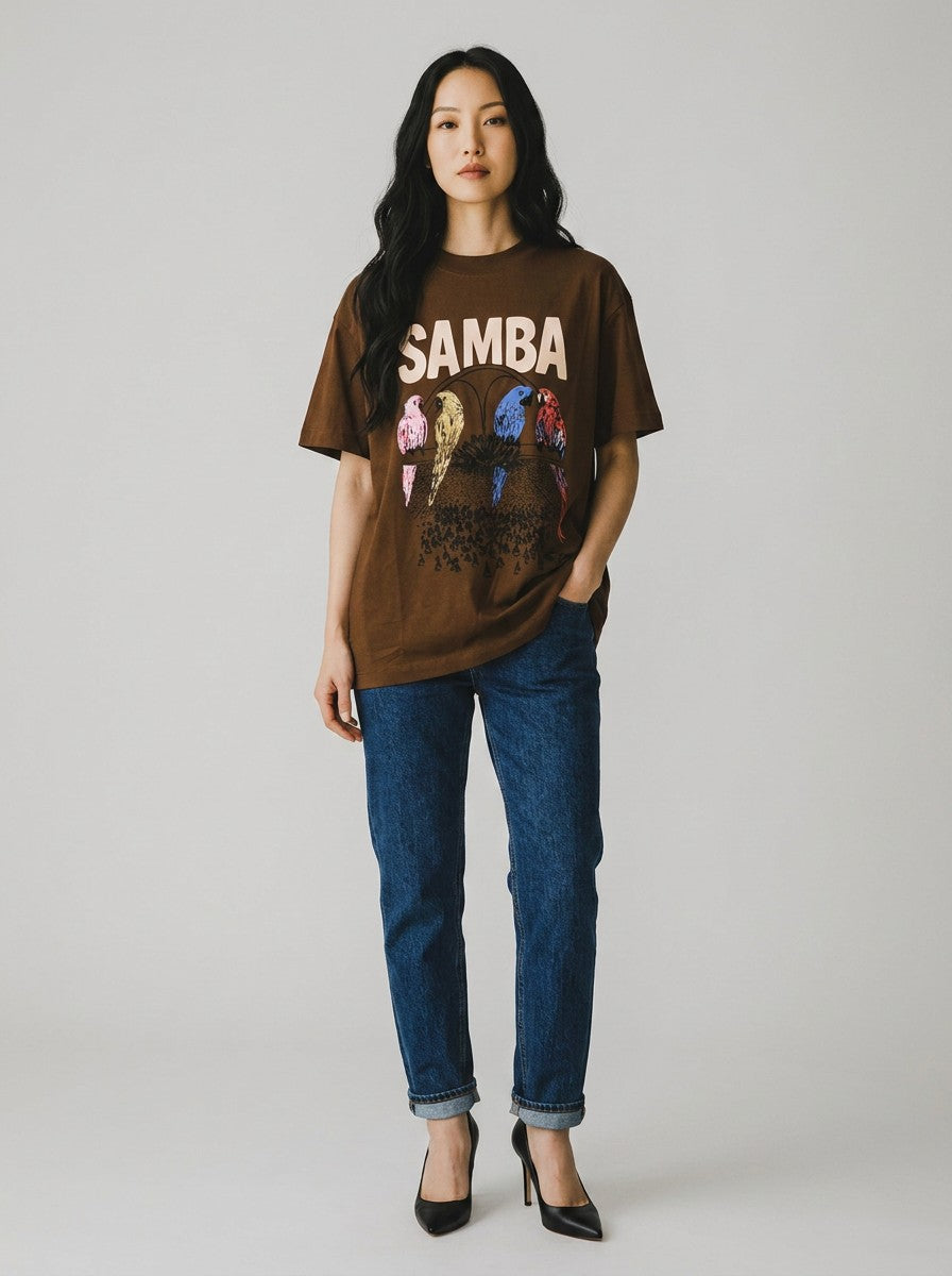 Camiseta Farm Samba  Na Avenida Marrom