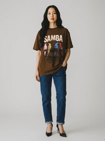 Camiseta Farm Samba  Na Avenida Marrom