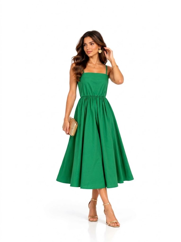 Vestido Midi Berry Market Verde Bandeira