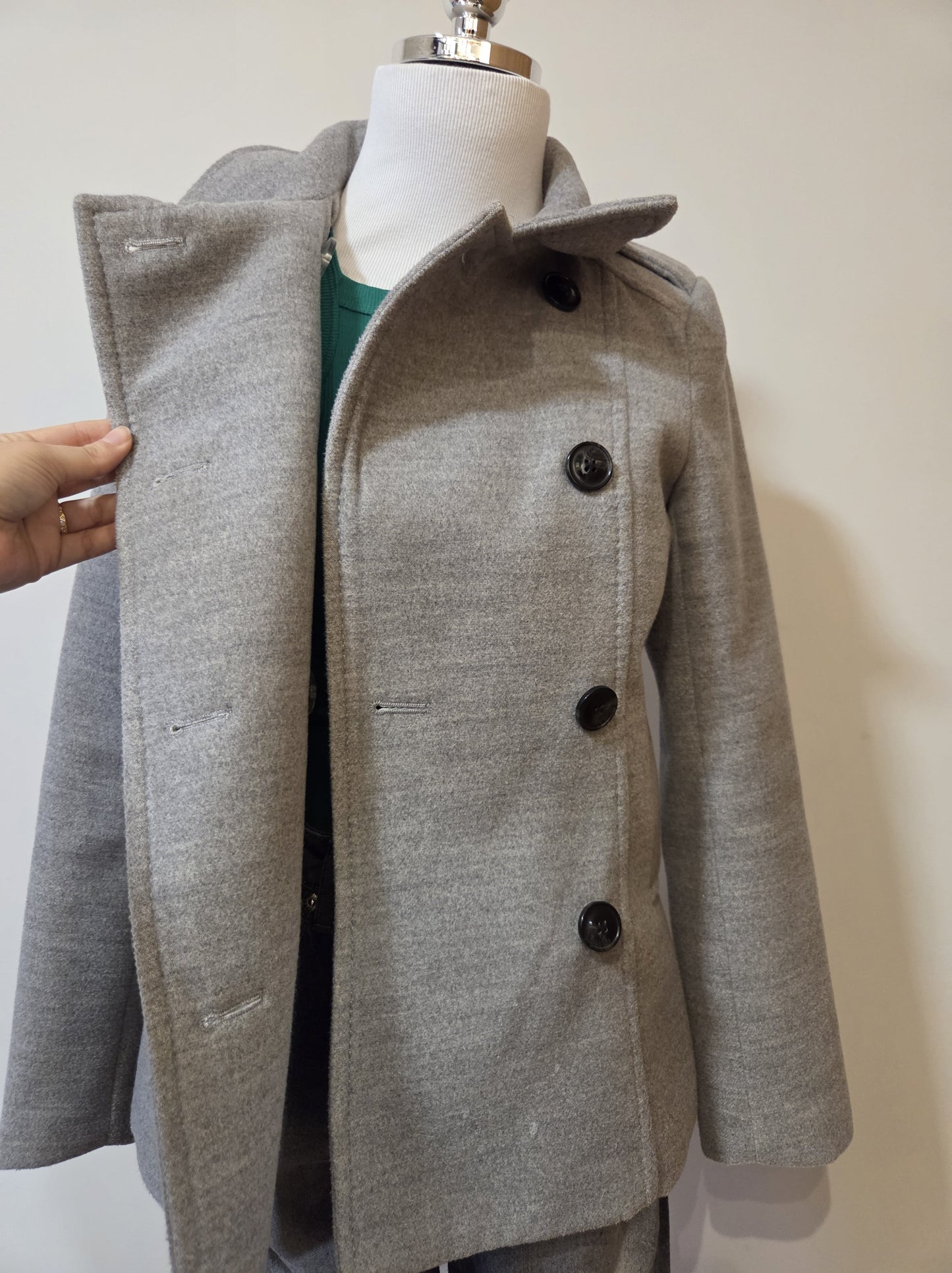 Casaco H&M Lã Batida Cinza