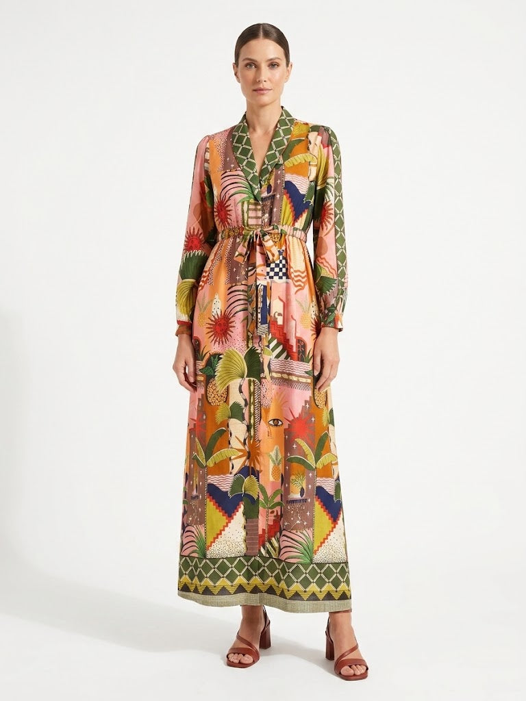 Vestido Farm Manga Longa Cidade Mística