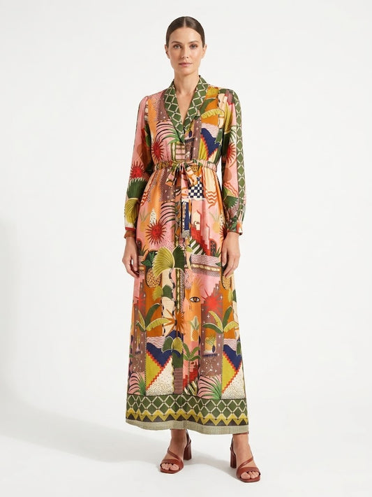 Vestido Farm Manga Longa Cidade Mística