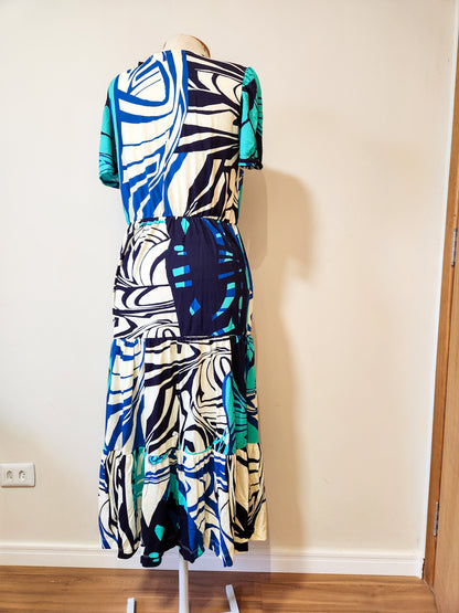 Vestido Stella Cielo Floral Folhagens Azul