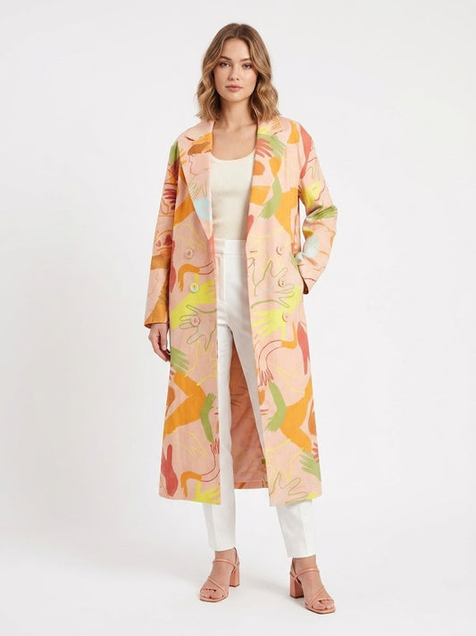 Maxi Blazer Farm Estampa Abstrata Colorida