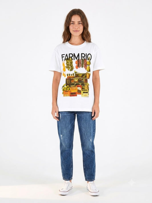 Camiseta Farm Estampa Feirinha Branca