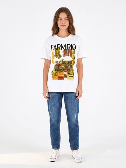 Camiseta Farm Estampa Feirinha Branca