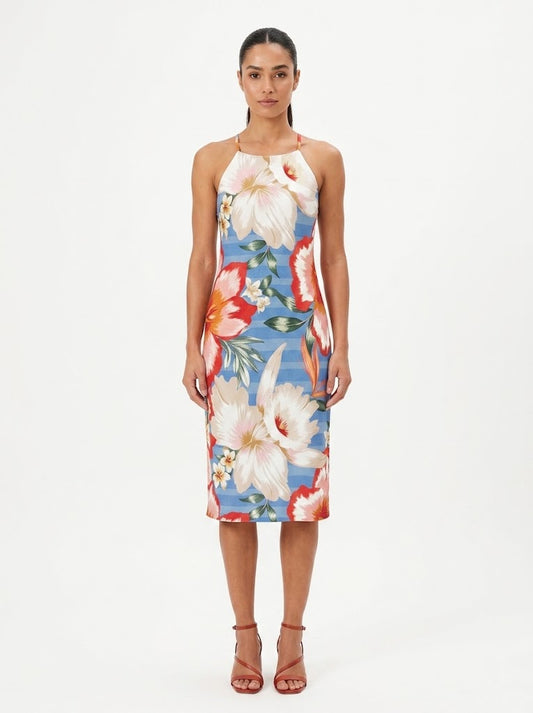 Vestido Farm Midi Floral Azul