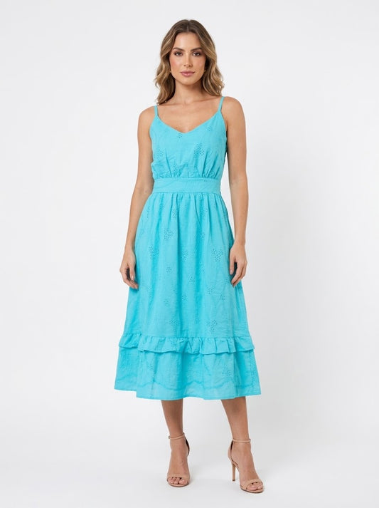 Vestido Rosa Boneca Azul Turquesa Laise