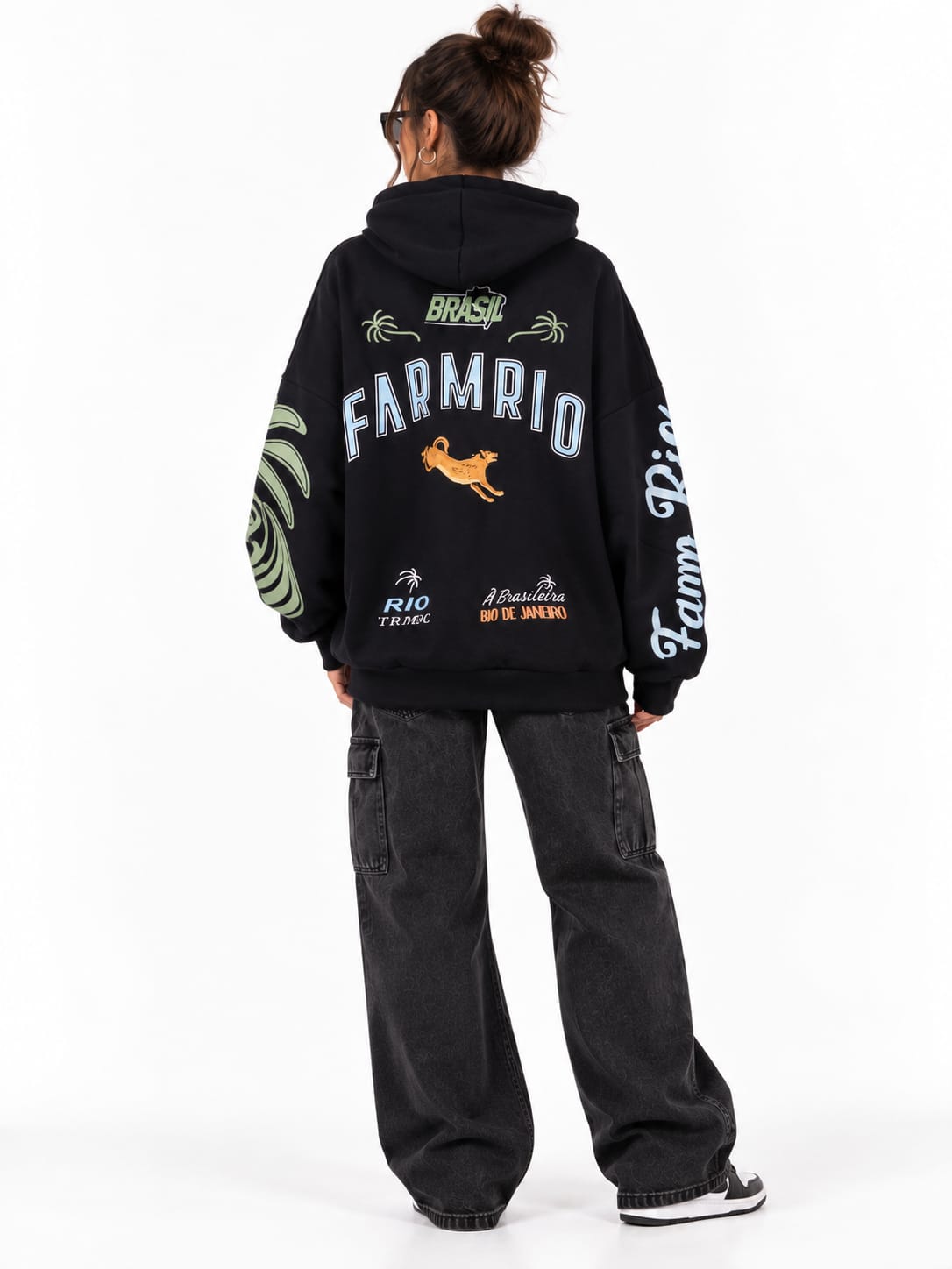 Moletom com Capuz Farm Oversized Vira Lata Preto