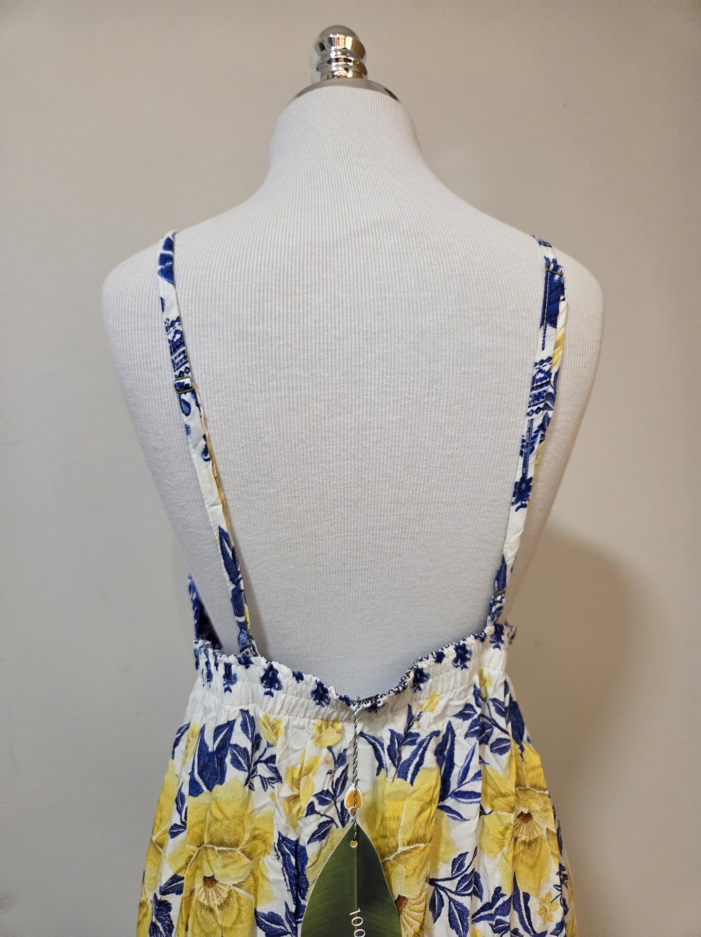 Vestido Farm Floral Amarelo com Azul