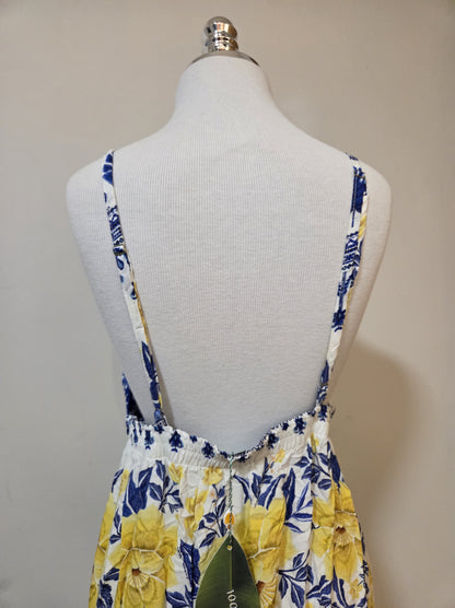 Vestido Farm Floral Amarelo com Azul