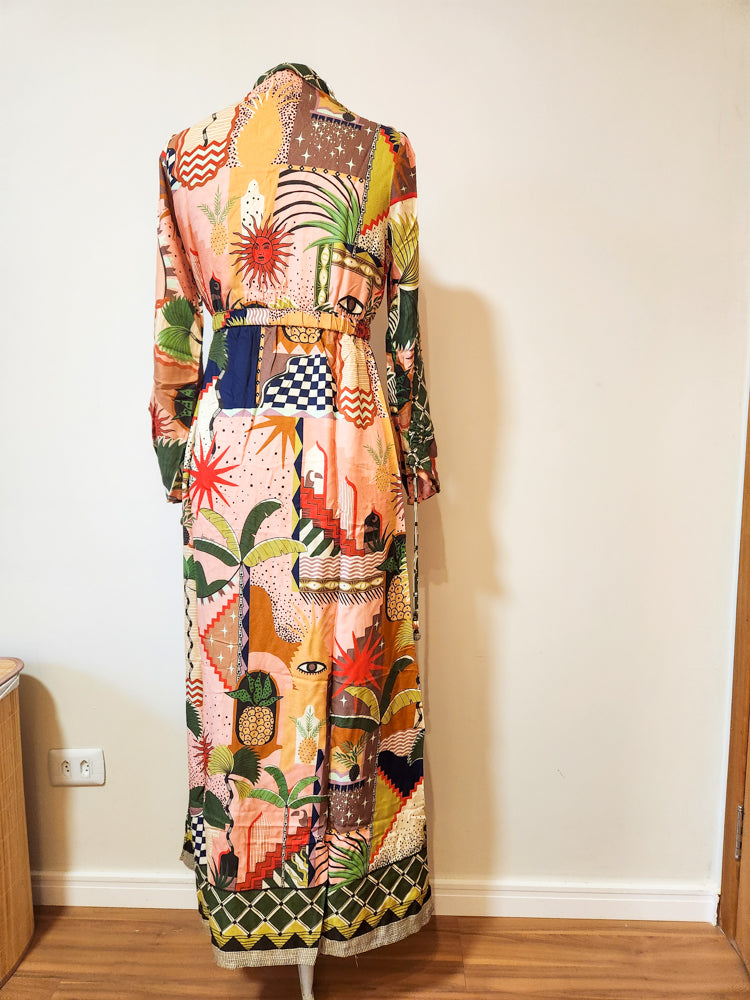 Vestido Farm Manga Longa Cidade Mística