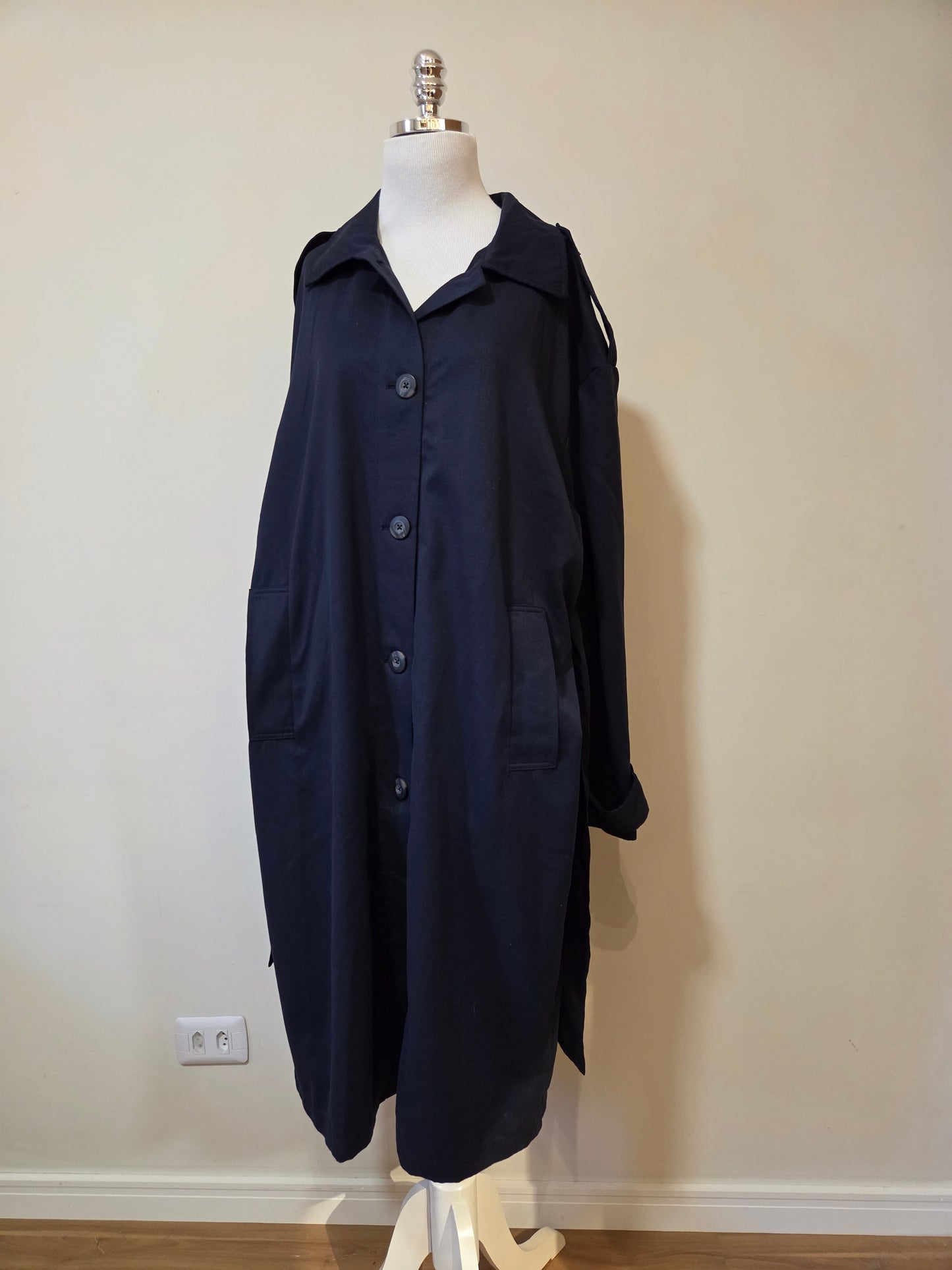 Casaco Clock House  C&A Trench Coat Oversized Azul Marinho