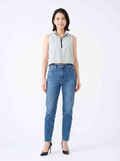 Cropped Zara Cinza com Zíper Frontal