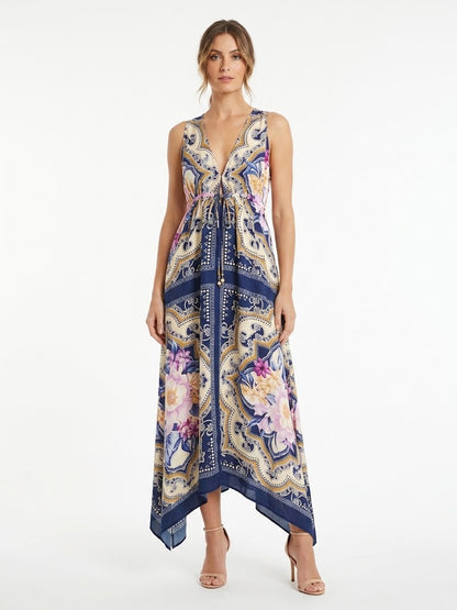 Vestido Farm Lenço Floral Pontas