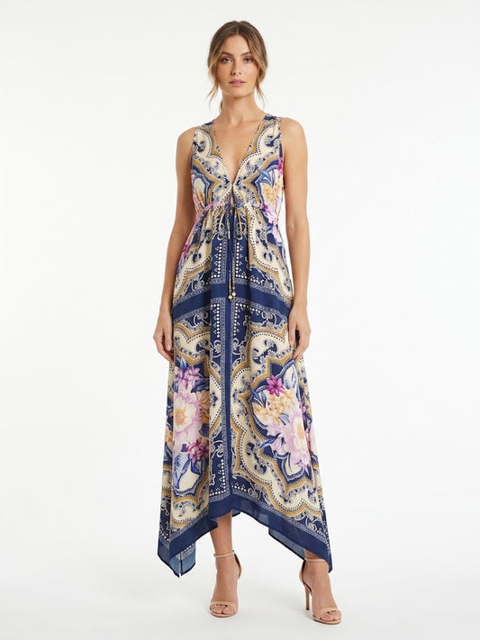 Vestido Farm Lenço Floral Pontas