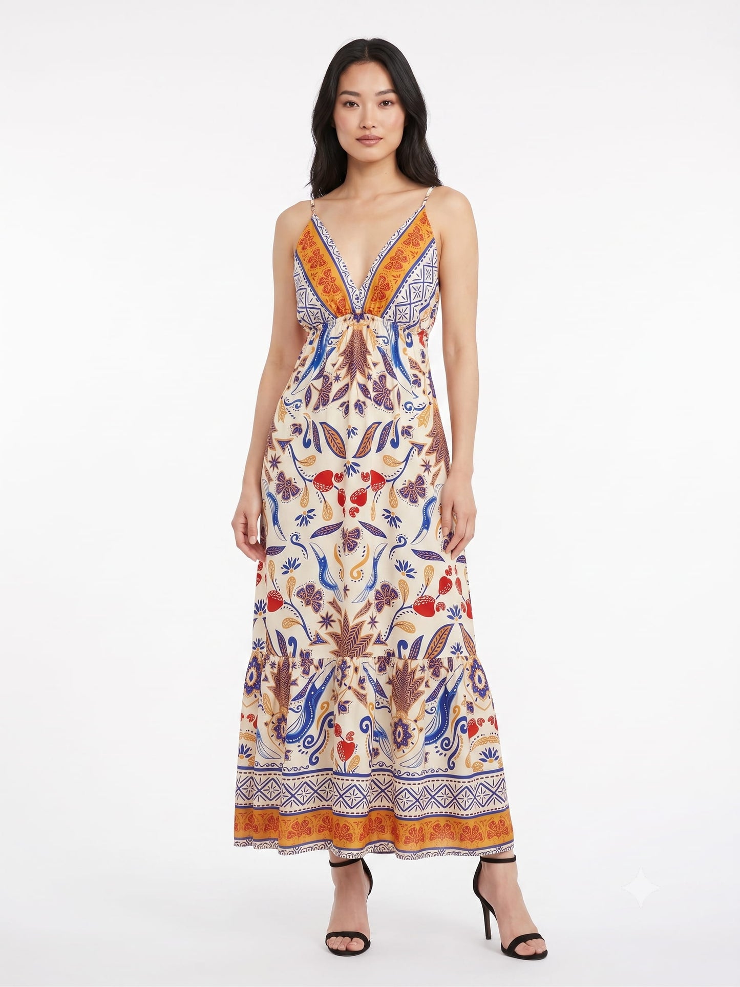 Vestido JMS Estampado Floral e Tucanos Fundo Claro
