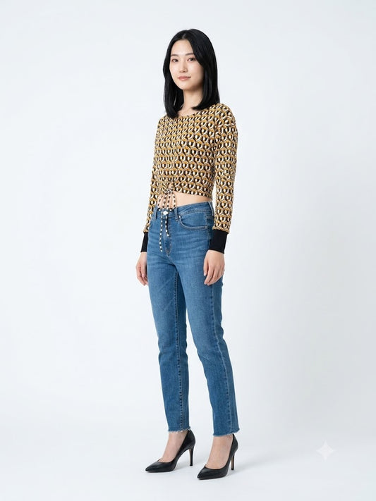 Blusinha Farm Canelada Estampada Cajus