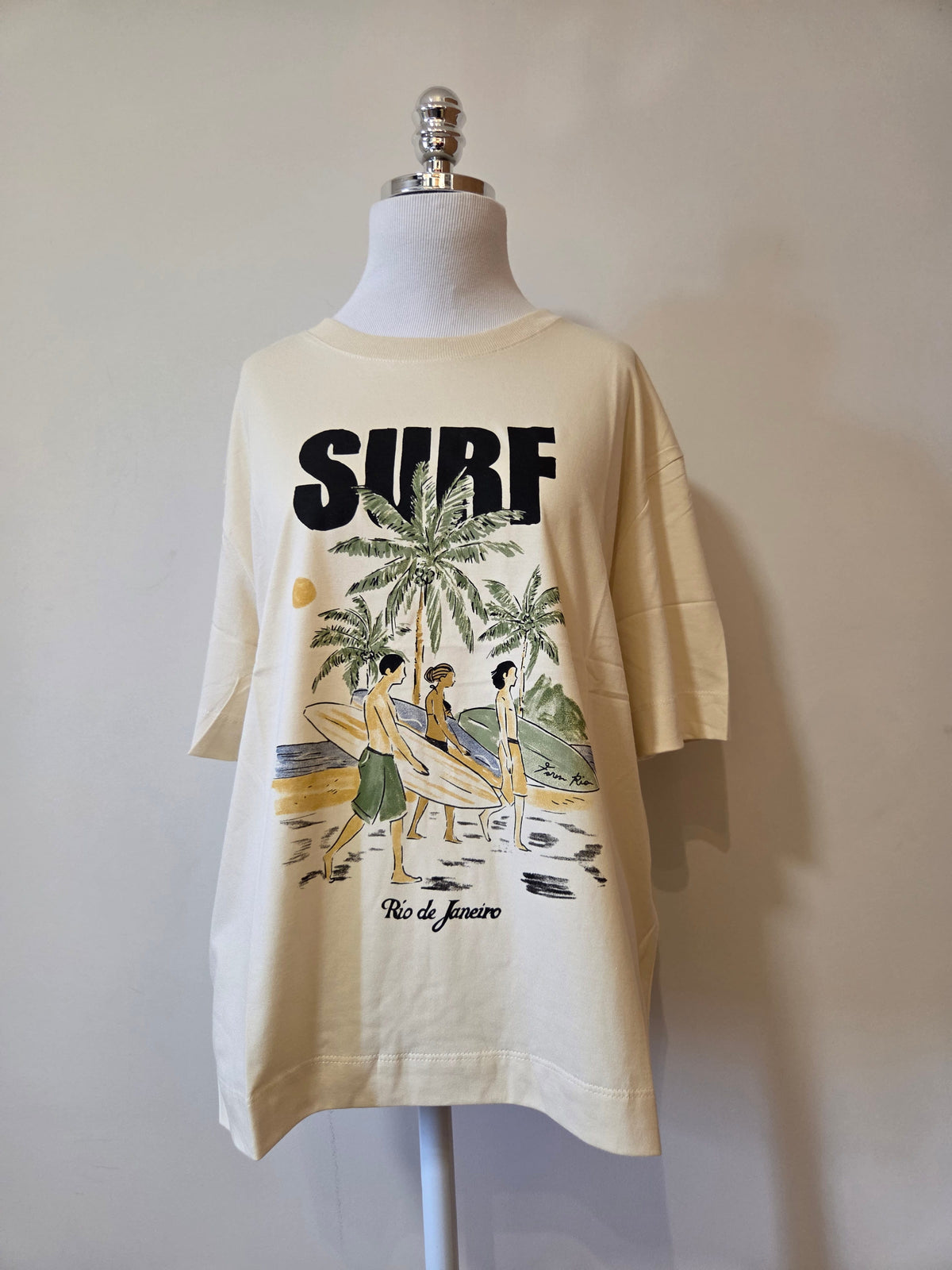 Camiseta Farm Surf Rio Bege - Modelagem Ampla
