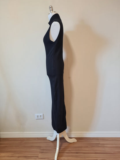 Vestido Calvin Klein Midi Regata Preto