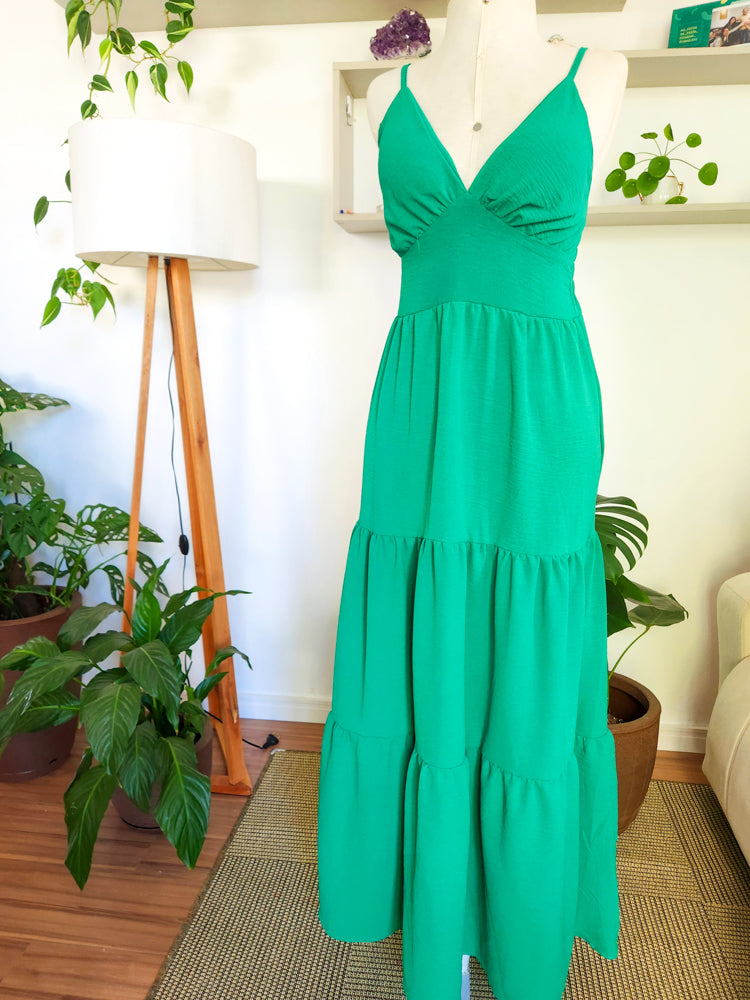 Vestido Verde Bandeira Longo Três Marias