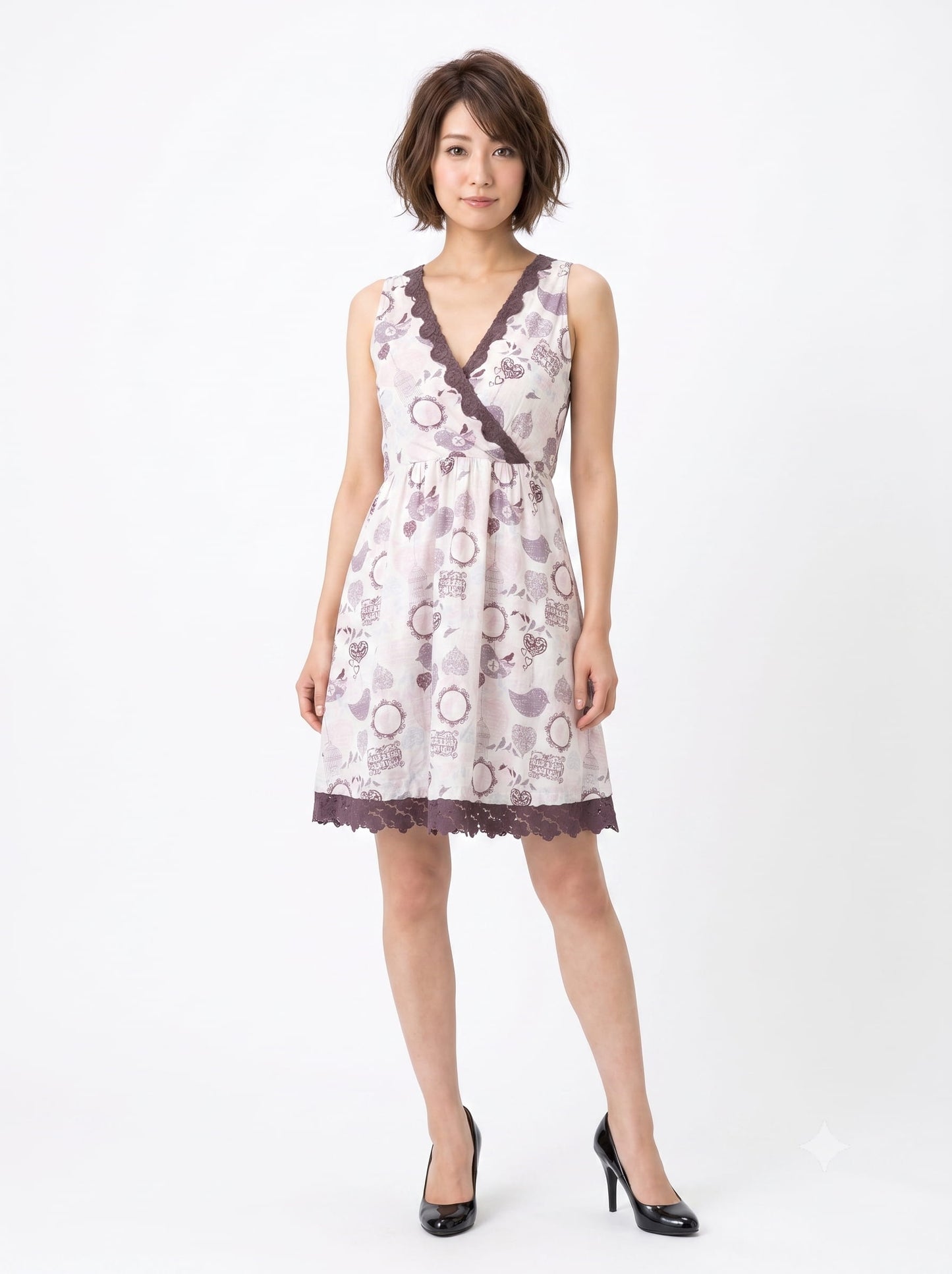 Vestido Antix Curto Estampa Pássaros
