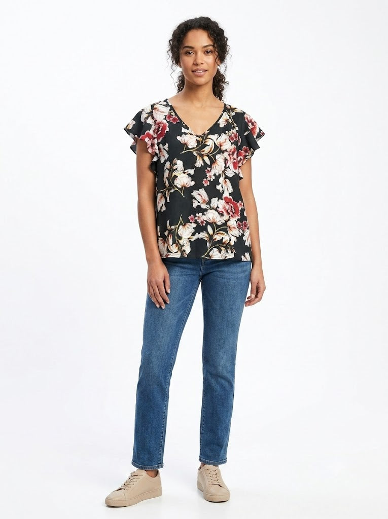 Blusinha Shein Floral com Fundo Verde