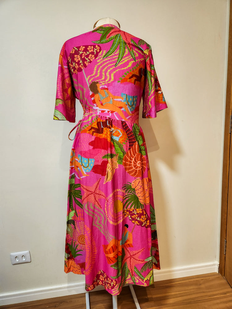 Vestido Farm Bronzeado Rosa Gandaia