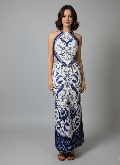Vestido Farm Azul Floral Nina