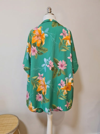 Trijunto  Rosa Boneca Verde Floral Tropical