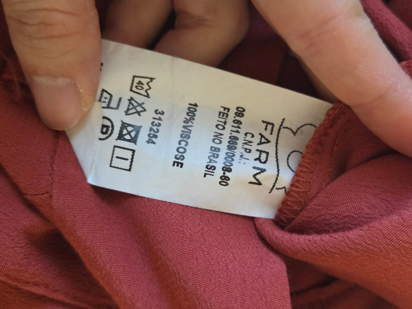 Calça Farm Reta Bolsos Laterais Vermelho Oeste