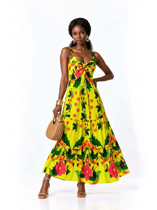 Vestido JMS  Amarelo  Tucano Tropical