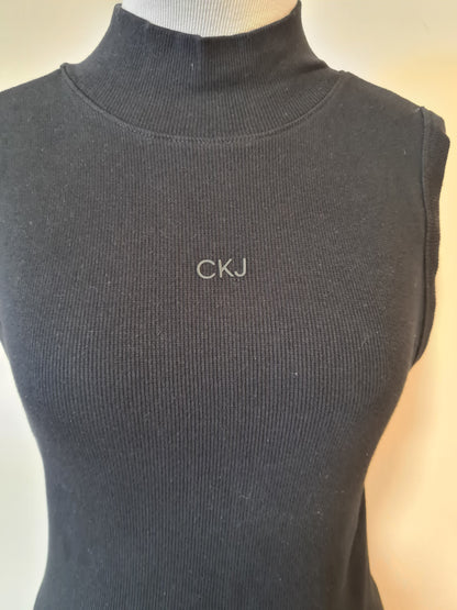 Vestido Calvin Klein Midi Regata Preto