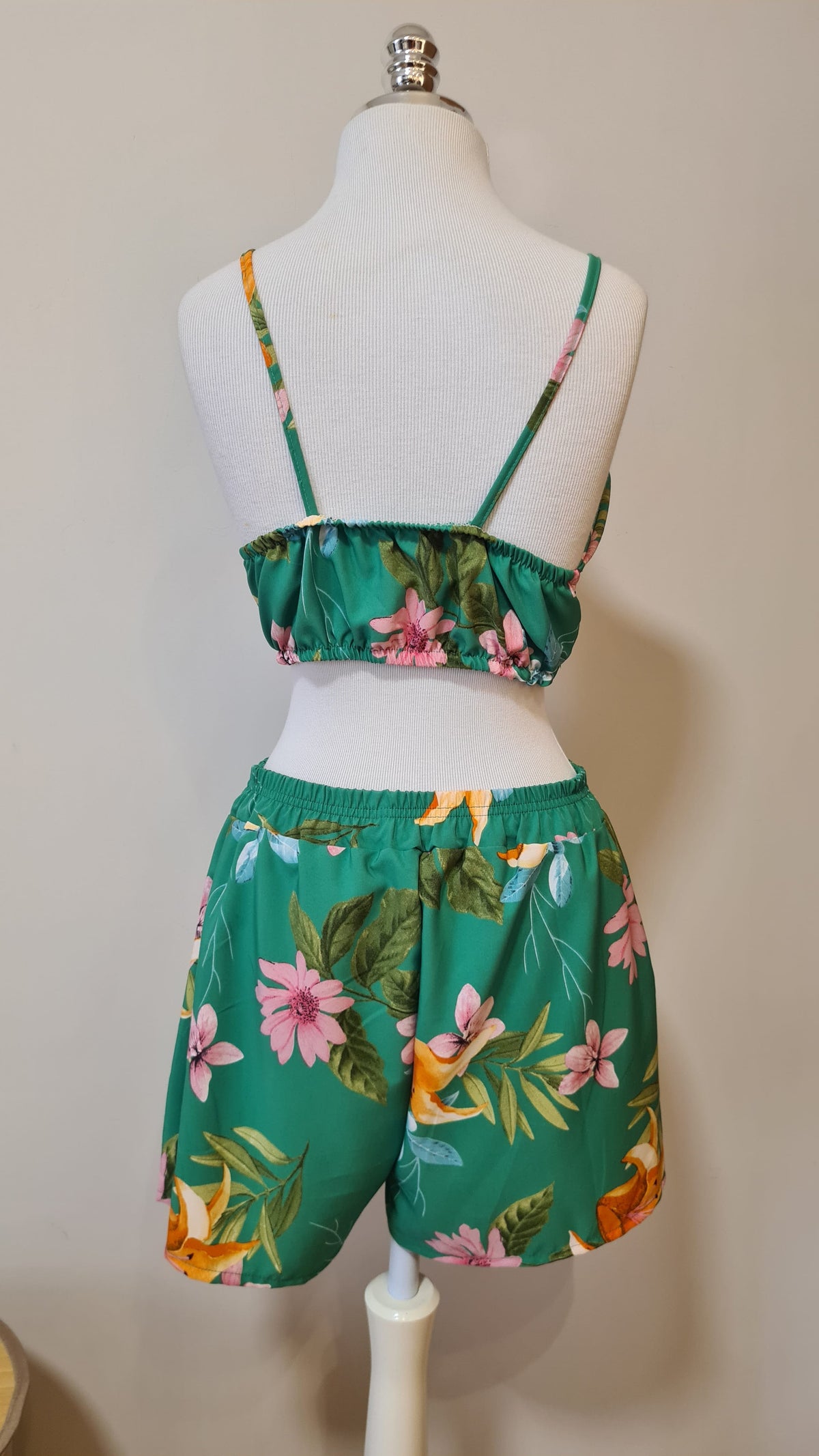 Trijunto  Rosa Boneca Verde Floral Tropical