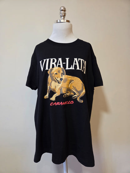 Camiseta Farm Caramelo Vira Lata Fundo Preto