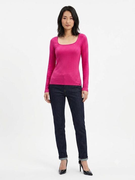 Blusinha Dzarm Pink Canelada de Manga Comprida